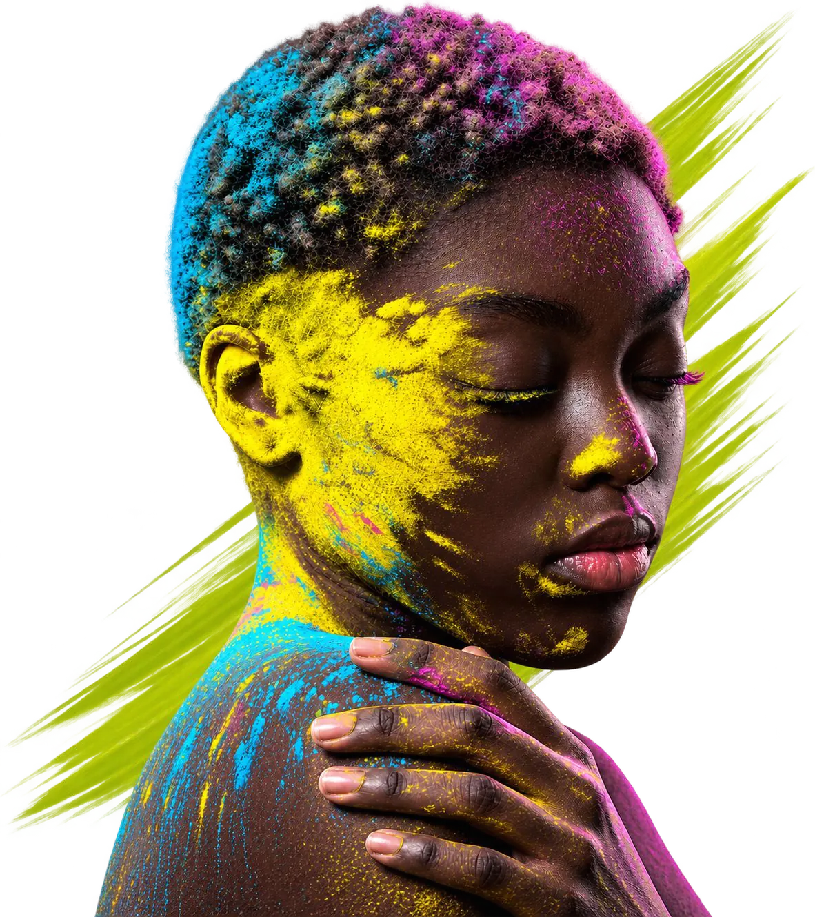 Portrait with colour powder