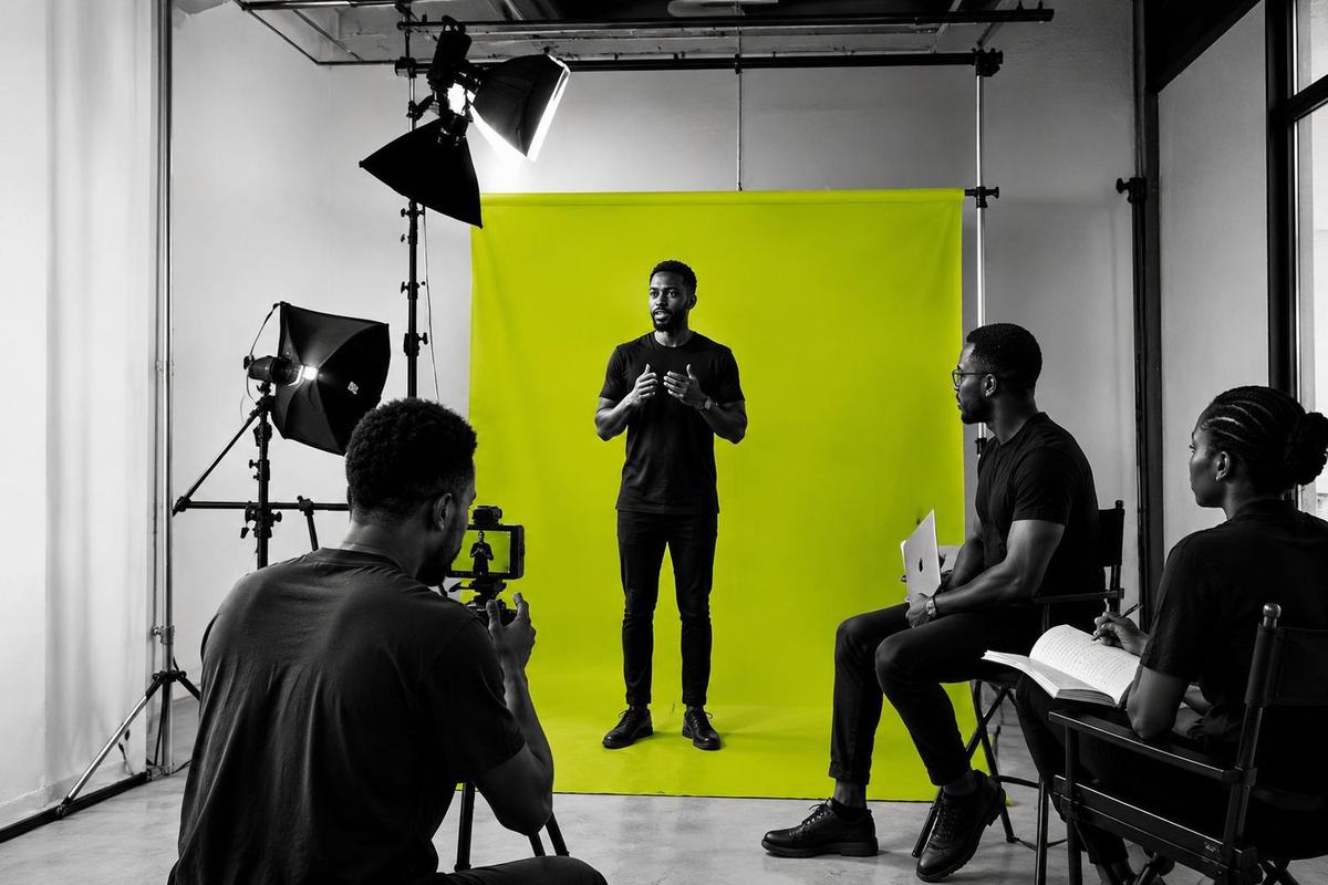 Video production studio with a green screen in Lagos